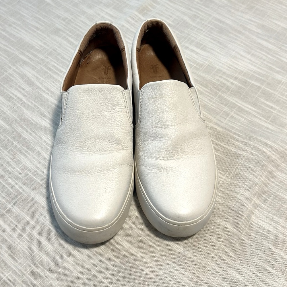Frye White Leather Slip-On Sneakers Flats - Picture 2 of 10